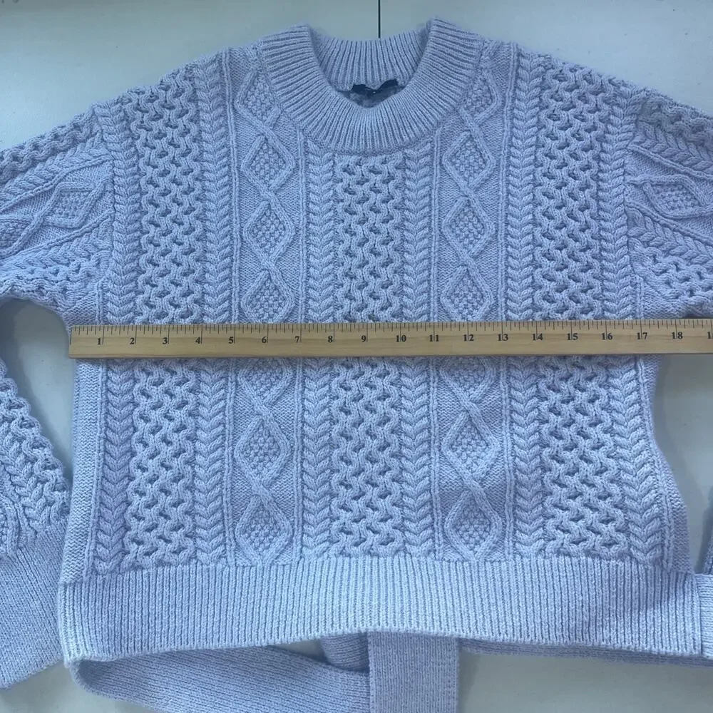 Rails Amy Sweater Cable Knit Tie Back Women's S Lavender Light Purple NEW